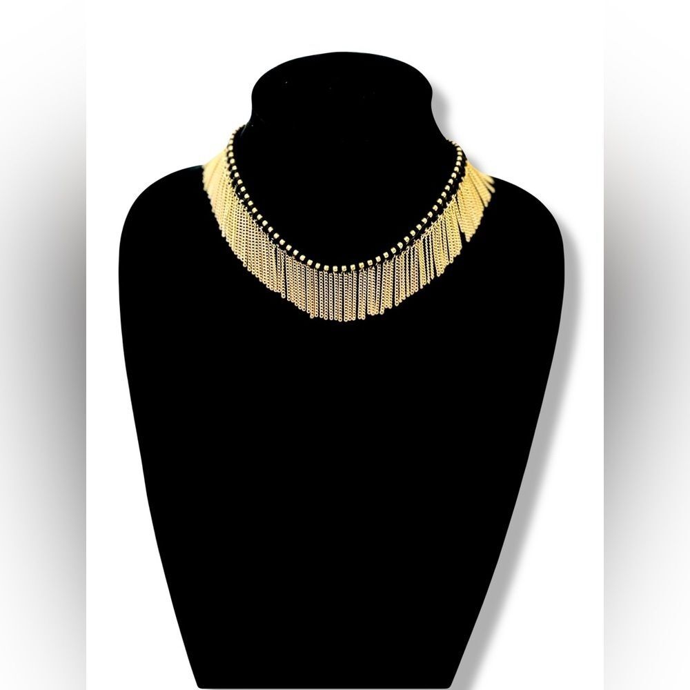 TREASURE & BOND Black & gold fringe choker NWT